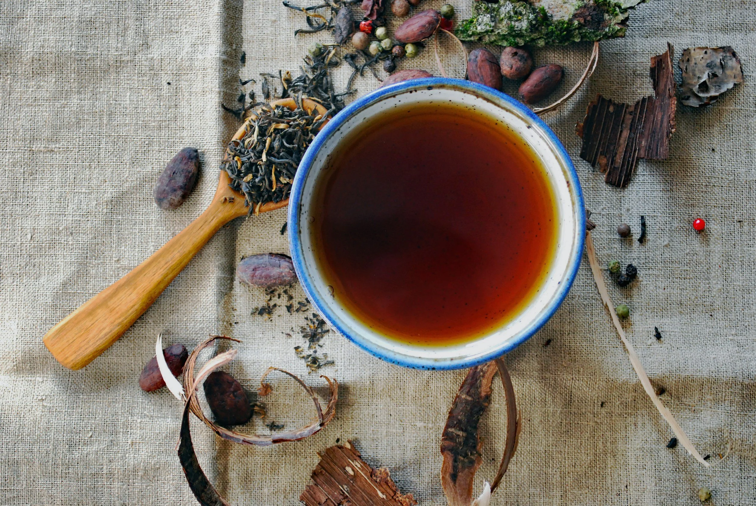 Ceremonial tea cup with loose leaf tea